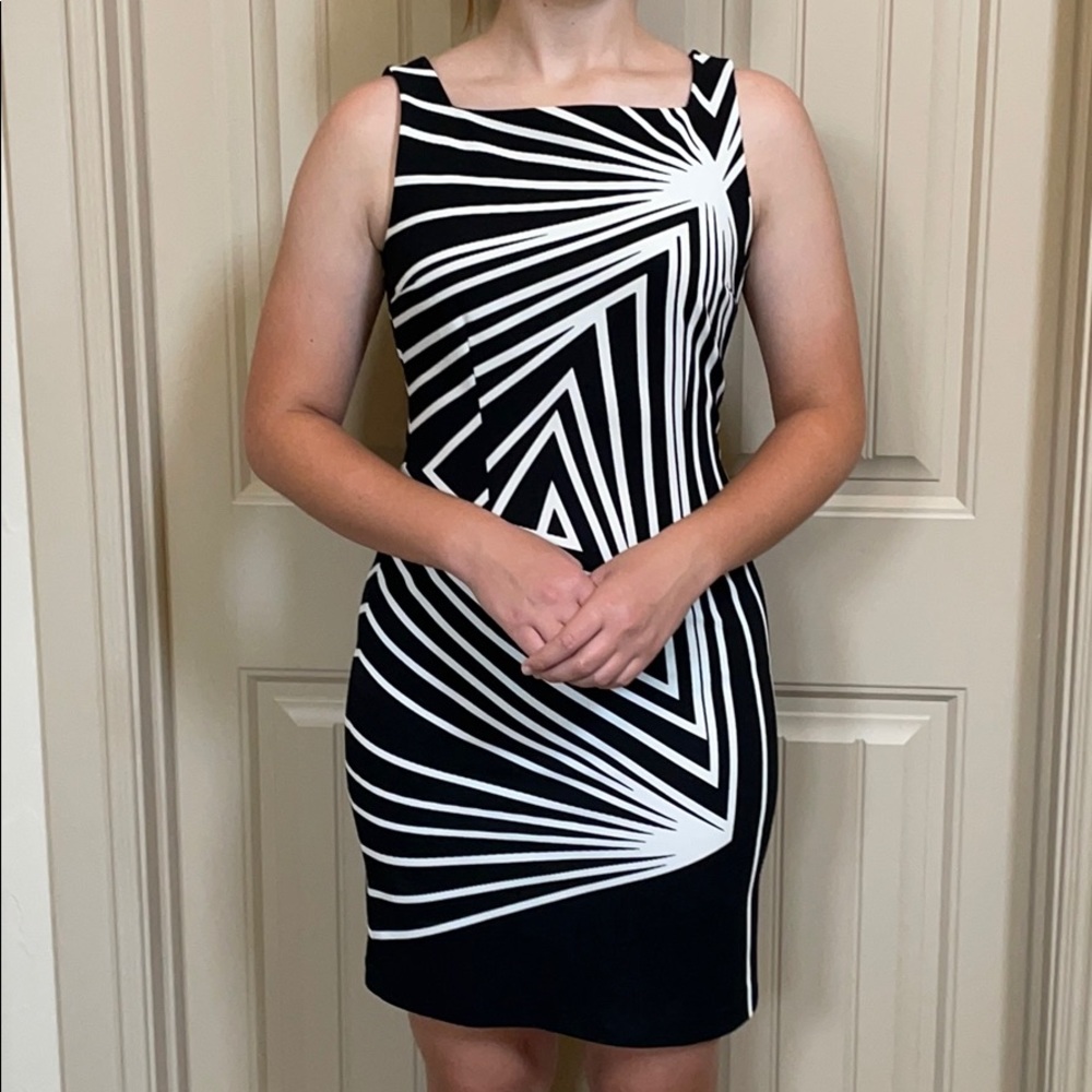 Maggie London Dress Size 6 Black and White - Picture 1 of 13